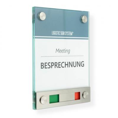 Tuerschild VITRUM Frei Belegt Rot Grün aus Glas 130 170 mm